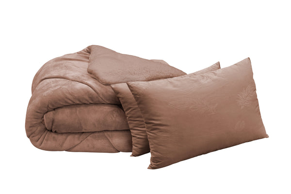 Σετ πολυτελές πάπλωμα και 2 μαξιλάρια, μπεζ