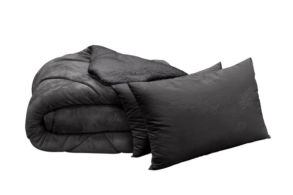 Σετ πολυτελές πάπλωμα και 2 μαξιλάρια, γκρι